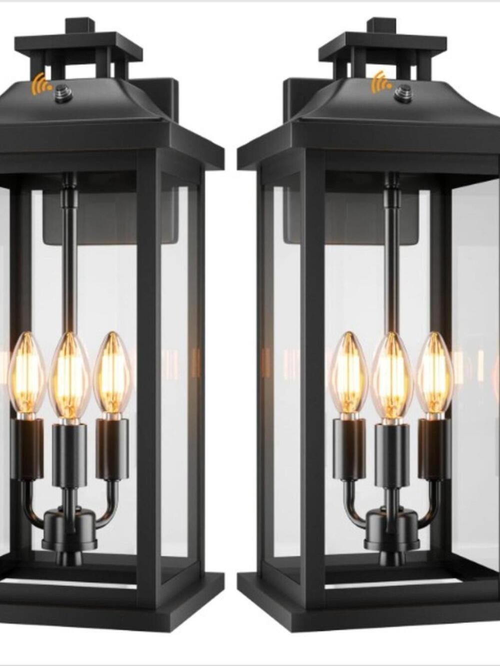 Outdoor Wall Lights Dusk to Dawn 3-Light 2-Pack 20"-Bronze